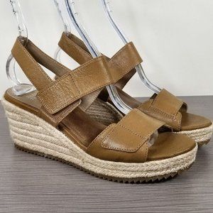 Eileen Fisher Winnie Espadrille Wedge Sandal Chestnut Leather, Womens Size 8.5 M